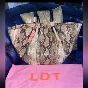 LDT  Lizzie Python Leather Purse New Retails $398